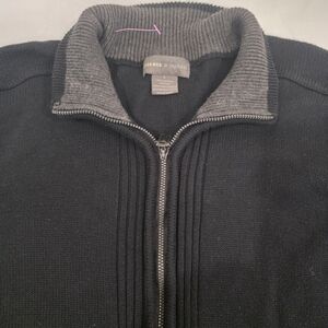 Tricots St. Raphael Designed Black Zip-Up Sweater Pullover Size L Unisex